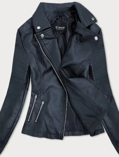 Tmavo modrá bunda ramoneska so zipsami (B0112)