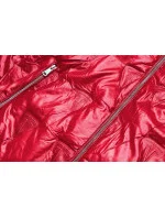 Červená dámska bunda s kapucňou a vytlačovaným vzorom (B9765-4)