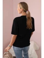 Bavlnená blúzka s kvetinovou potlačou čierna Bavlnená blúzka s kvetinovou potlačou čierna