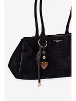 Eko semišová kabelka s přívěskem Černá Nelina