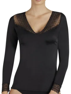 Dámske tričko s dlhým rukávom 19149 čierna - Ysabel Mora
