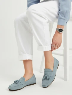 Dámske semišové mokasíny so spojkou modré FashionStreet ZY1363