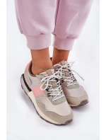 Zamszowe Sneakersy Damskie Big Star RR274243 HI-POLY SYSTEM Szaro-Różowe