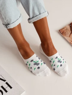 Skarpetki Microstopki Damskie Bawełniane Jagody Białe