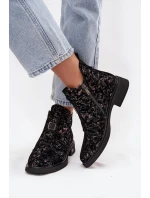 Botki Z Naturalnego Zamszu Na Niskim Obcasie D&A CR52-713 Czarno-Brązowe