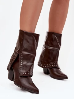 Kovbojky s otočeným límcem a zdobením Vyhřívané hnědé Inessia