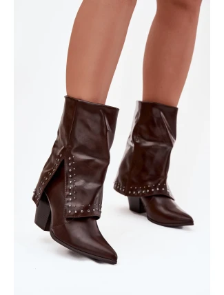 Kovbojky s otočeným límcem a zdobením Vyhřívané hnědé Inessia