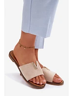 Dámské ploché nazouváky s ozdobným detailem V béžové Nelmira