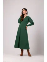 Maxi teplákové šaty B267 trávovo zelené - BWear