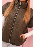 Dámska prešívaná vesta 5684 Khaki tmavozelená - K-Fashion