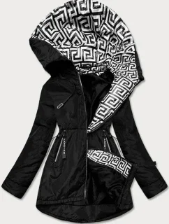 Čierno-biela dámska bunda pre prechodné obdobie (B8037-1026)