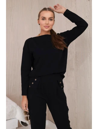 Bavlnená súprava s ozdobnými gombíkmi čierna