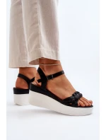 Sandały Na Koturnie Czarne Esinna