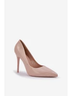 Lakierowane Szpilki Ze Szpiczastymi Noskami Beżowe Vizana