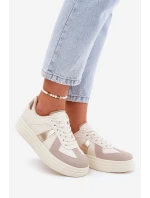 Eko Skórzane Sneakersy Damskie Na Platformie Beżowe Goriette