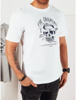 Pánske biele tričko s potlačou FashionStreet RX5379 Pánske biele tričko s potlačou FashionStreet RX5379