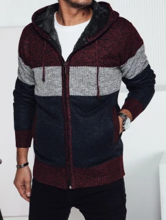Pánsky zateplený sveter s kapucňou bordový FashionStreet WX2275