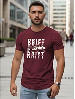 Pánske tričko s potlačou DRIFT bordová FashionStreet NX5081R