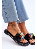 Klapki Z Ozdobnymi Koralikami S.Barski KV-2775-47 Czarne