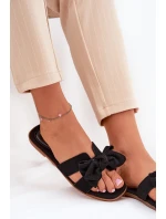 Płaskie Klapki Damskie Z Kokardką Czarne Tobin