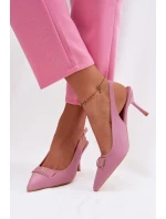 Sandály Podpatky Dámské S Ozdobným Detalem Růžové Lurella