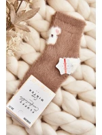 Futrzane Skarpety Dziecięce Z Misiem Brązowe