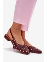 Zdobione Baleriny Na Płaskim Obcasie Bordowe Nilarisela