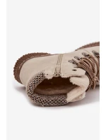 Ocieplane Botki Trapery Damskie Jasnobeżowe Zenaya