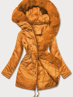 Dámska parka s kožušinou oranžová (5m762-254)