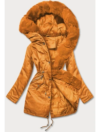 Dámska parka s kožušinou oranžová (5m762-254)