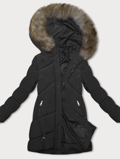 Čierna zimná bunda s kapucňou (LHD-23015)