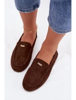 Dámské mokasíny s malým zlatým detailem čokoládové Sarivelle