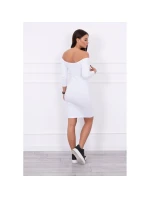 Dámske mini šaty s vrúbkami 8974 White - K-Fashion