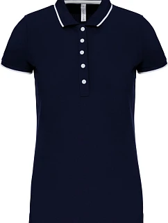 Kariban K 252 Dámske kontrastné polo tričko z piké 20.K252 tmavomodrá/biela/červená