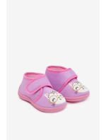 Dětské pantofle na suchý zip fialové Katline