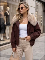 Dámska zimná semišová bunda s kožušinou, vínová, FashionStreet TY5696 Dámska zimná semišová bunda s kožušinou, vínová, FashionStreet TY5696
