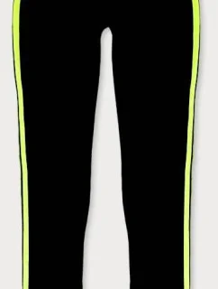 Čierne bavlnené dámske legíny s lampasmi (YW06040)