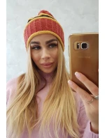 Dámska čiapka Kinga K297 červená+horčicová+čierna Dámska čiapka Kinga K297 červená+horčicová+čierna