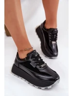Skórzane Damskie Sneakersy Na Platformie Big Star RR274873 HI-POLY SYSTEM Czarne