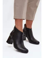Skórzane Botki Ocieplane Na Słupku Czarne Ivessara