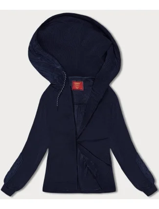 Tmavomodrá dámska rebrovaná mikina (AMG-311)