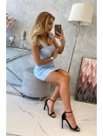 Modré nariasené šaty bez ramienok Modré nariasené šaty bez ramienok