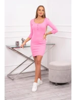 Šaty s gombíkovým výstrihom svetlo ružové
