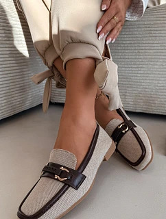 Dámske mokasíny Loafersy H8-515 hnedo-béžové – Evelora