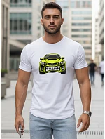 Pánske tričko s potlačou auta biele FashionStreet NX5015R Pánske tričko s potlačou auta biele FashionStreet NX5015R