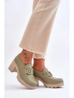 Eleganckie Półbuty Na Słupku Z Ozdobą Zielone Lemar Harmell