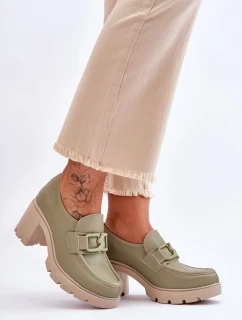 Eleganckie Półbuty Na Słupku Z Ozdobą Zielone Lemar Harmell