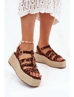 Sandały Damskie Z Paskami I Plecionką Panterka Pardauss