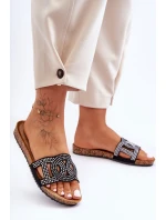 Damskie Klapki Zdobione Ćwiekami Czarne Evelins