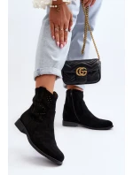 S.Barski dámské prolamované kotníkové boty na plochém podpatku, černé S.Barski dámské prolamované kotníkové boty na plochém podpatku, černé